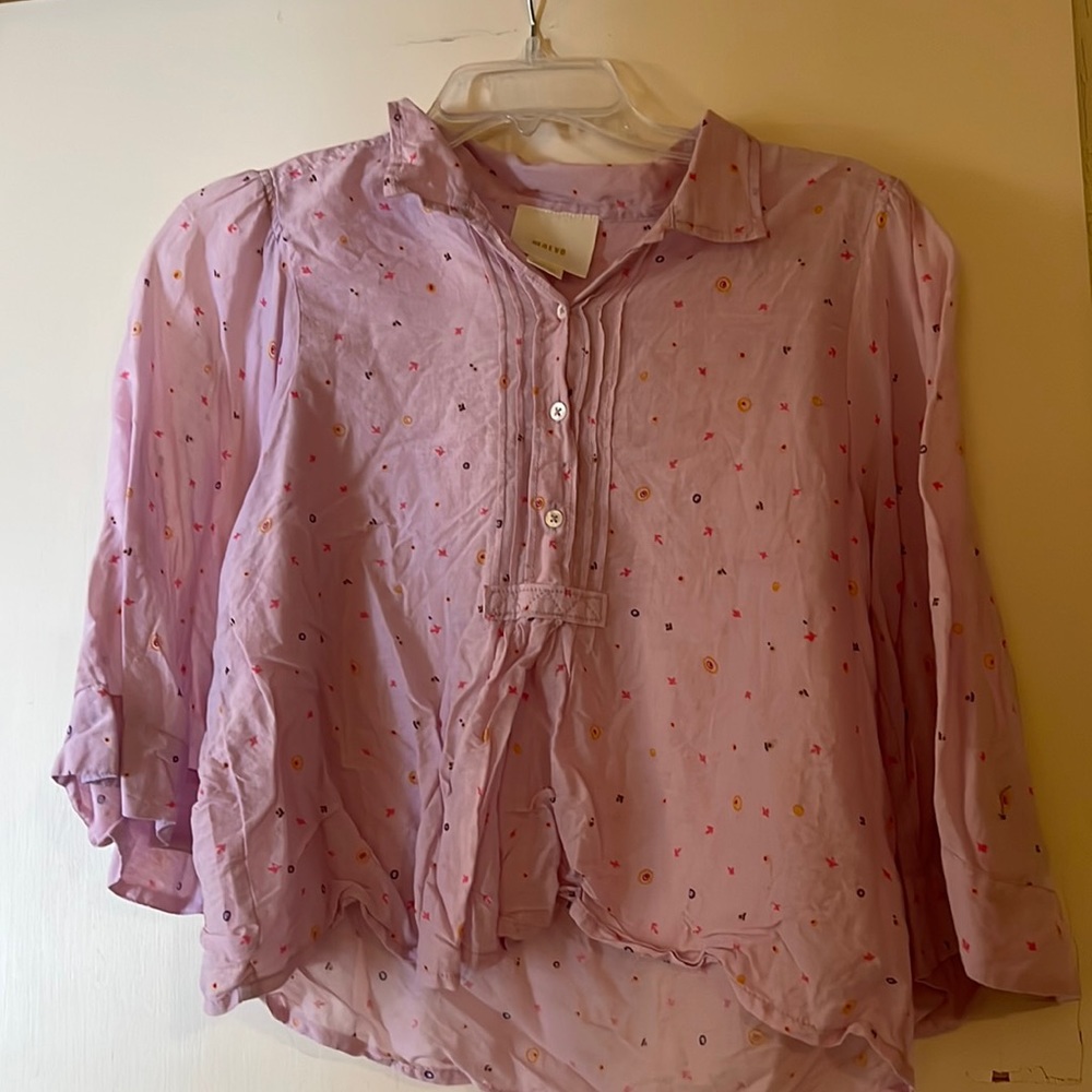 Lilac Maeve linen top with print